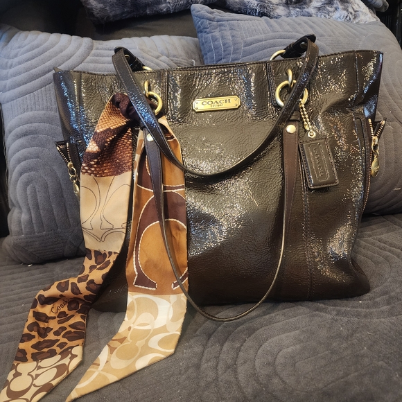 Coach Handbags - Coach Mohogany Patent Leather Gallery Tote